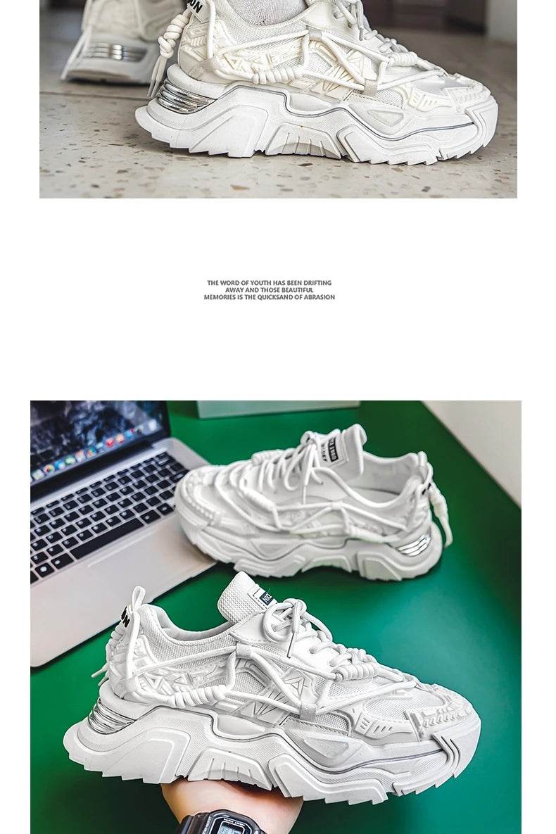 Platform Men Shoes Fashion Clunky Sneakers Men Casual Shoes Breathable Sports Dad Shoes Male Fitness Footwear 2023 - AIAZ