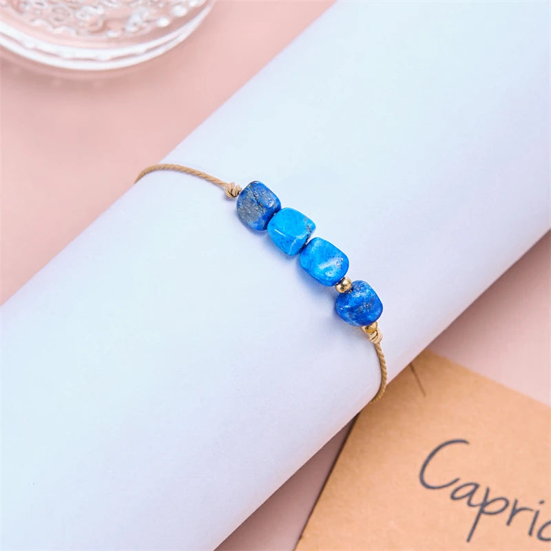 12 Zodiac Signs Woven Card Paper Bracelet for Women Men Minimalist Natural Stone Handmade  Braided Bracelet Friendship Jewelry