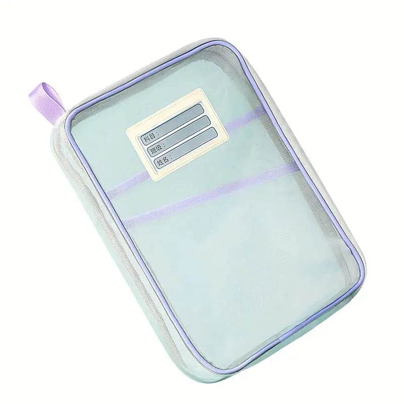 School Office Supplies Stationary Bag Stationery Storage Bag Double-layer Mesh Zipper Bag Large Capacity Organizer Folders - AIAZ