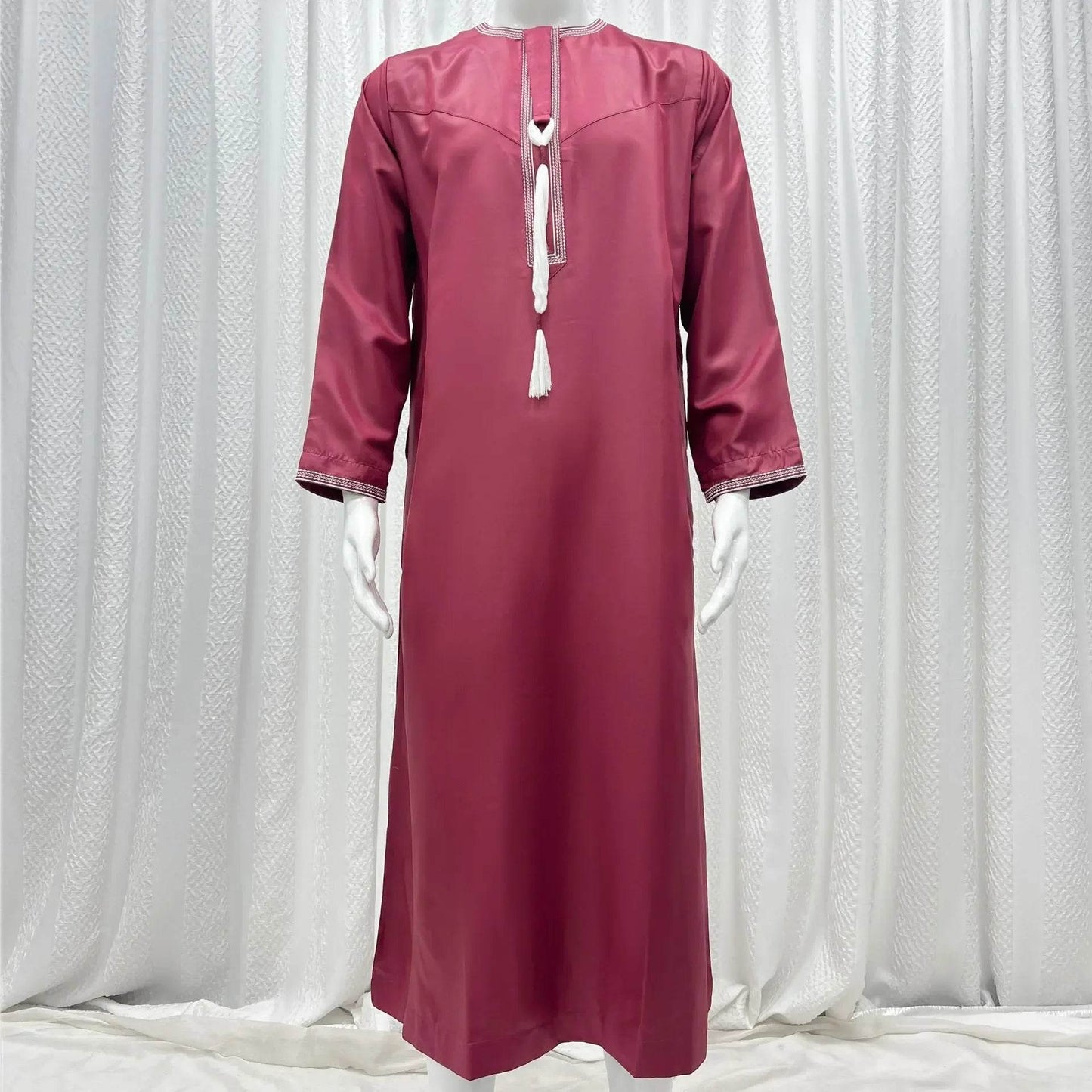 New Men's Muslim Fashion Abayas Dress O Neck Long Sleeve Pullover Kaftan Pakistan Saudi Arab Caftan Islamic Clothing Prayer Robe - AIAZ