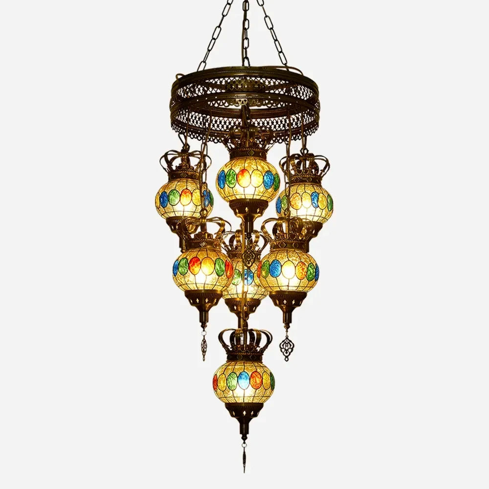 Artpad Turkish Mosaic Chandelier Ceiling Moroccan Living Room Bedroom Colorful Glass Chandelier Lamp Lighting