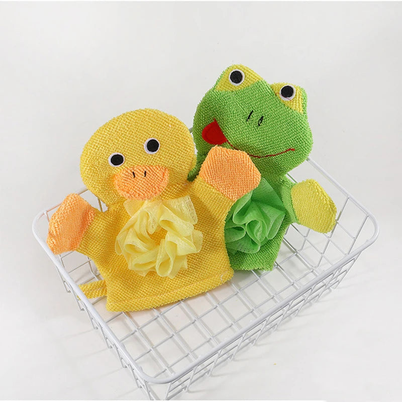 Cartoon Baby Bath Brushes Shower Wash Cloth Towels Soft Fabric Strong Water Absorption Cute Animals Style Kids Care Accessories