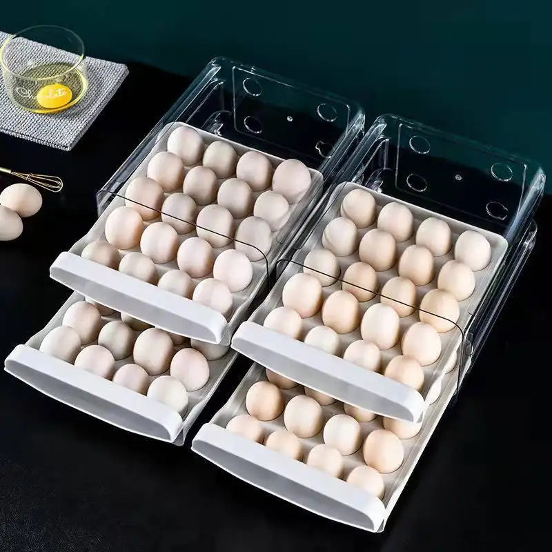 Refrigerator Egg Storage Crisper Drawer-type 40-grid Household Double-layer Egg Tray Kitchen Stackable Egg Rack