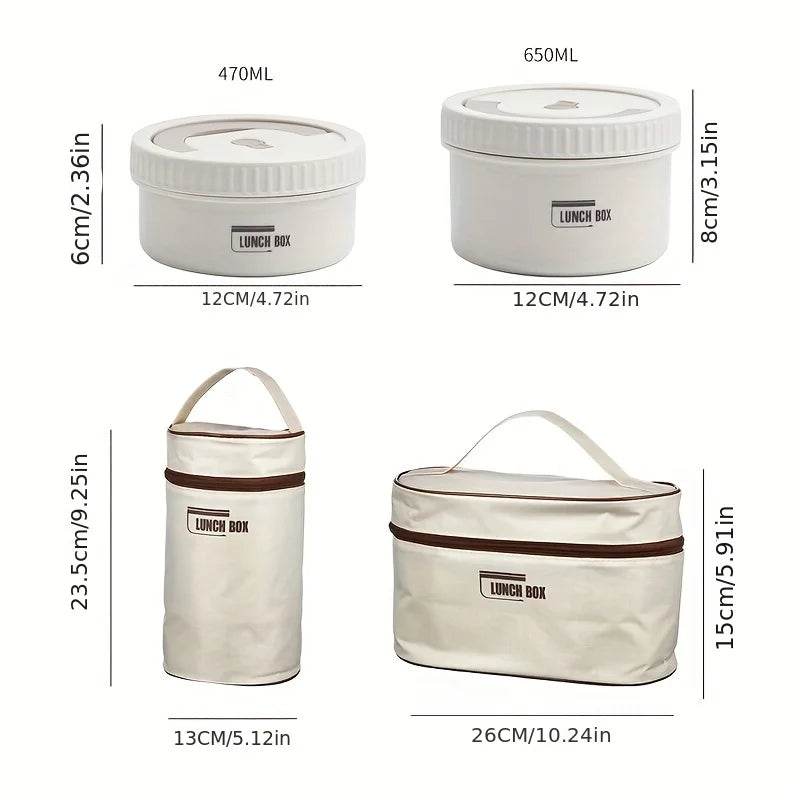 Lunch Box Portable Insulated Lunch Container Set Stackable Bento Stainless Steel Lunch Container - AIAZ