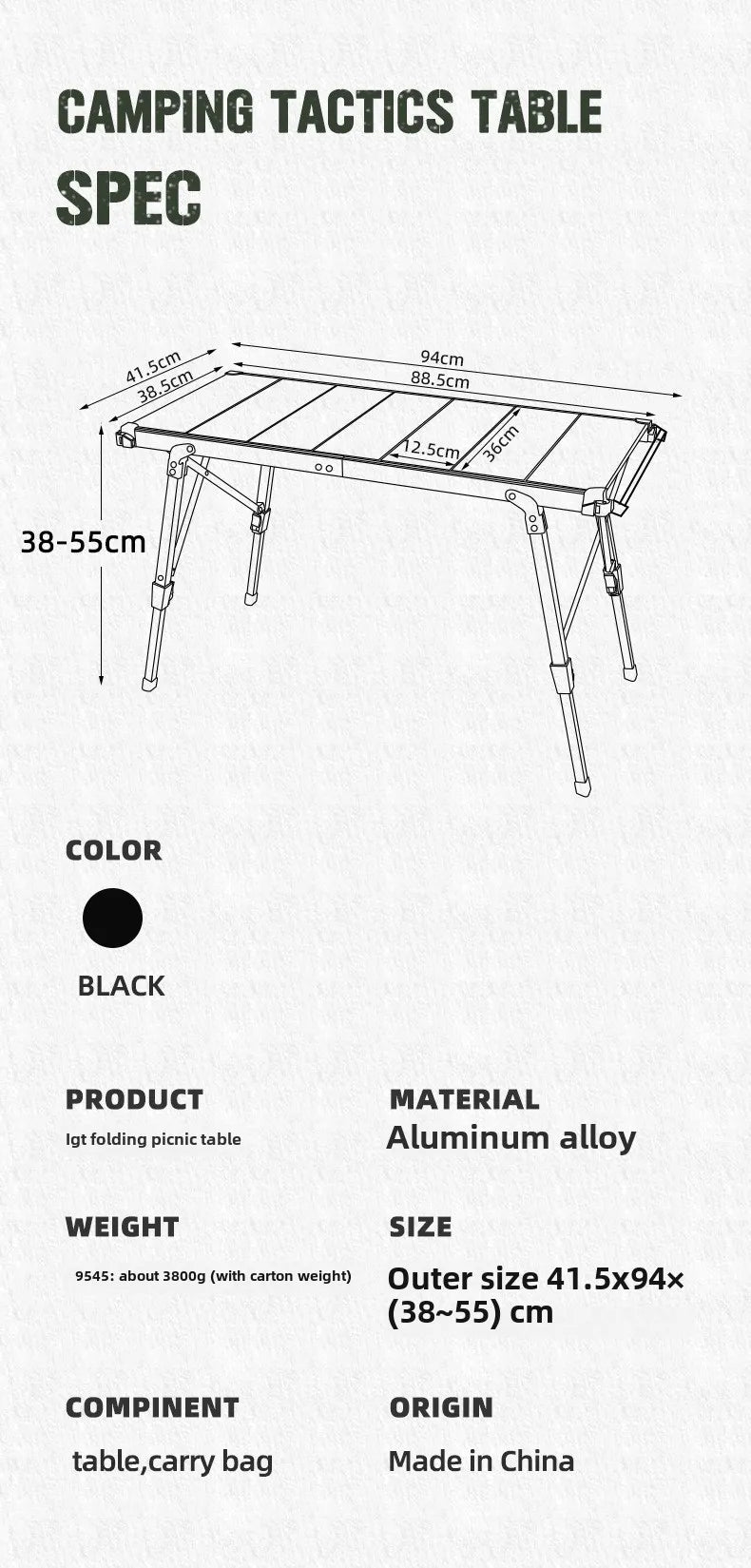 MOUNTAINHIKER Folding Camping IGT Table Wood Lightweight Camp BBQ Grill Table Removable Outdoor Picnic Fishing Camping Table