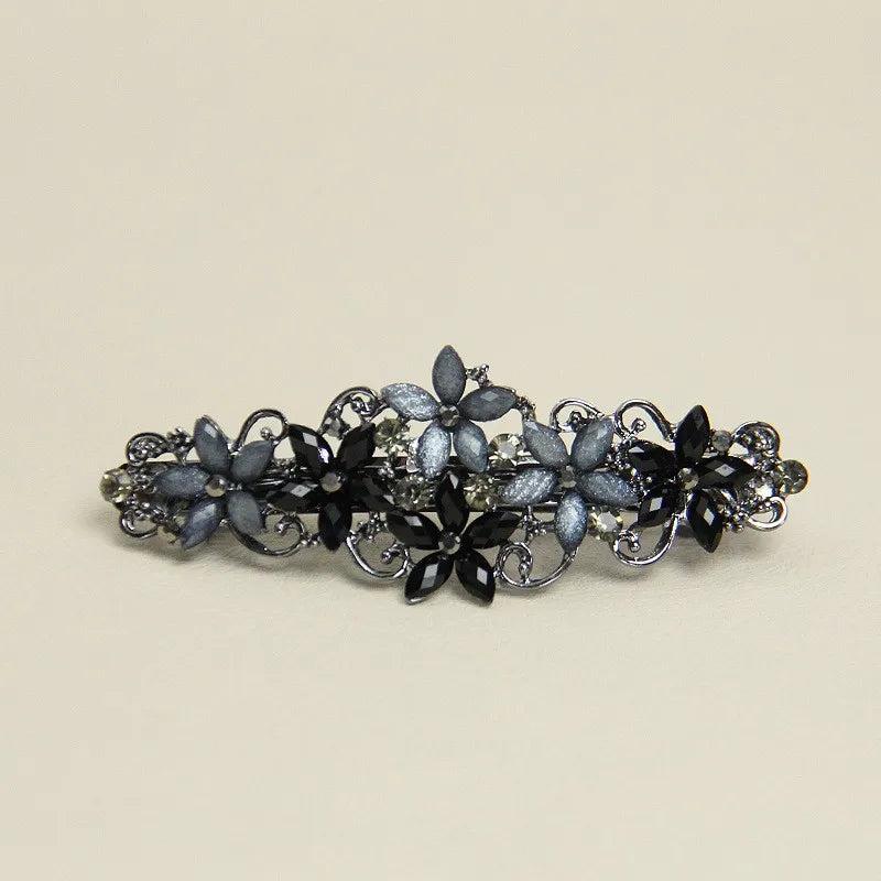 The new Korean version of the crystal flower spring hairpin elegant rhinestone wild ponytail hairpin women's hair accessories