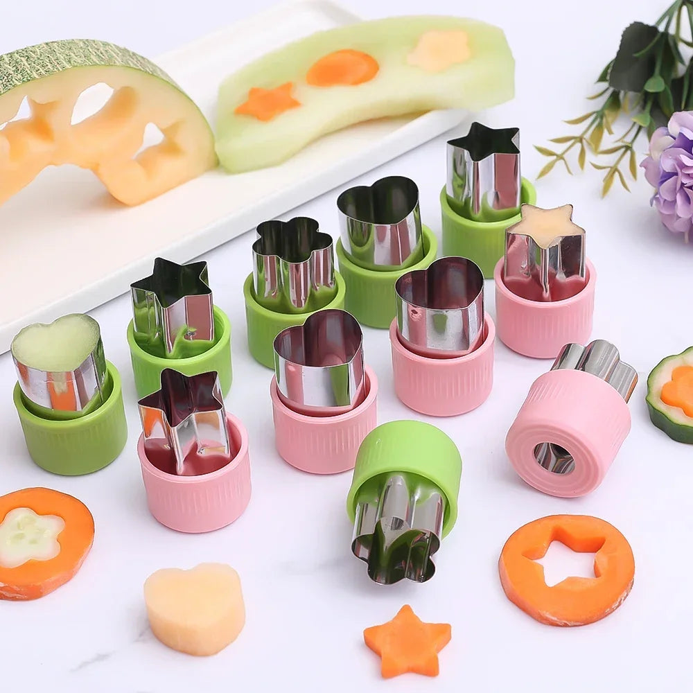 6/3PCS Vegetables Fruit Embossing Cutting Mold New Star Heart Flower Shape Stainless Steel Cutter Plastic Handle Kitchen Gadgets