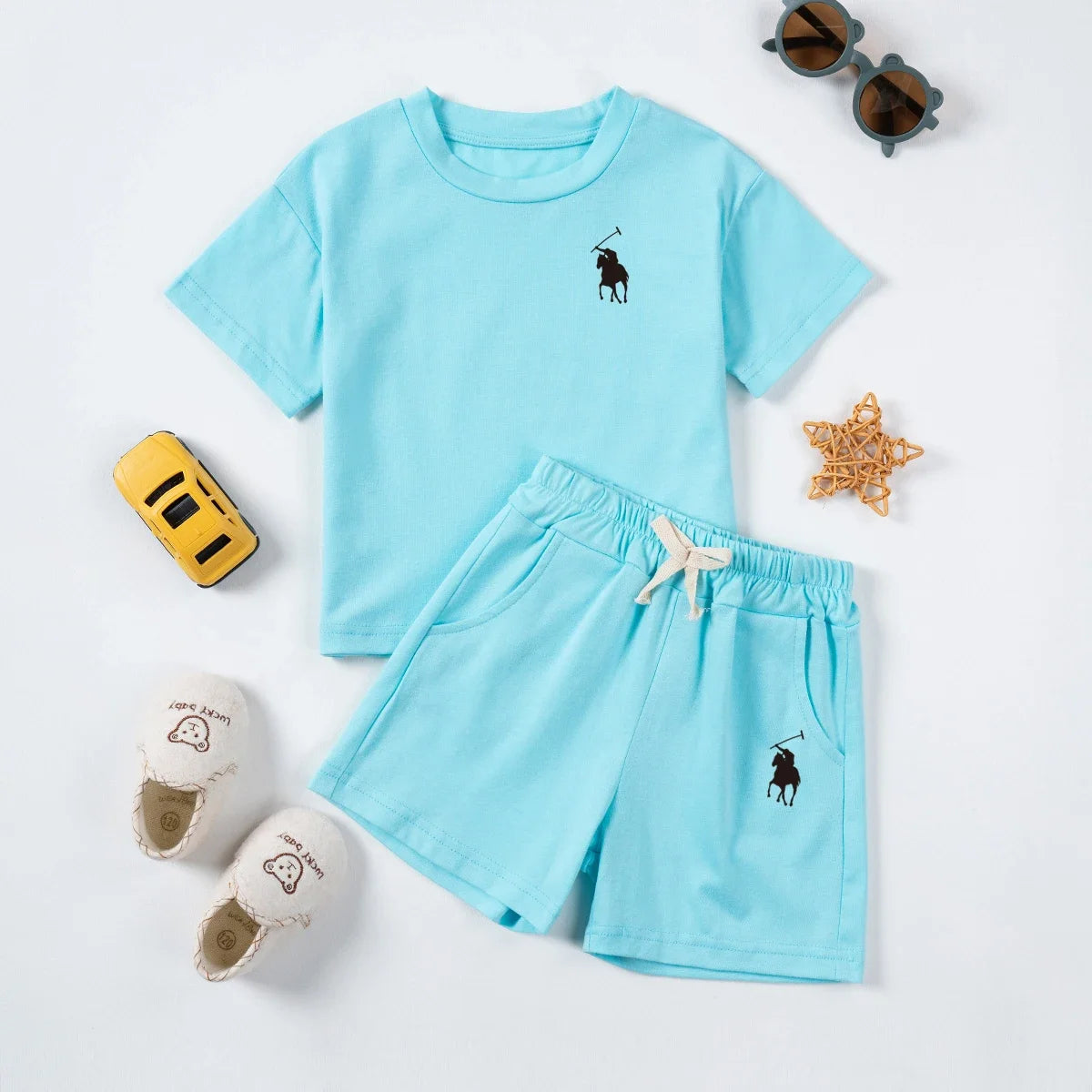 Summer Cotton Toddler 2pcs Boys Girls Printed Round Neck Top + Shorts Set Comfortable Skin-friendly Casual Clothing 2024 New