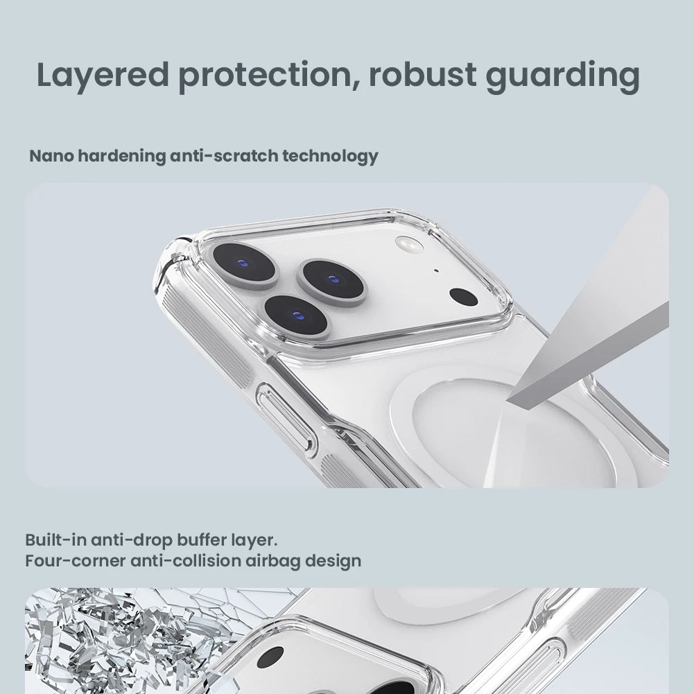 Nillkin For iPhone 17 Pro Max 17 Air 16 Pro Max 17Pro 16Pro Nature Pro Magnetic Transparent TPU Frame Cover Phone Case