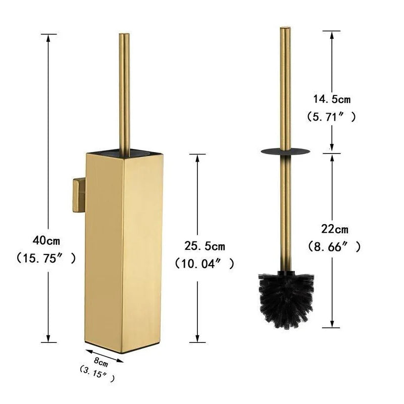 Square toilet brush, 304 stainless steel floor-mounted toilet brush, bathroom toilet punch odor-proof long tube wall-mounted