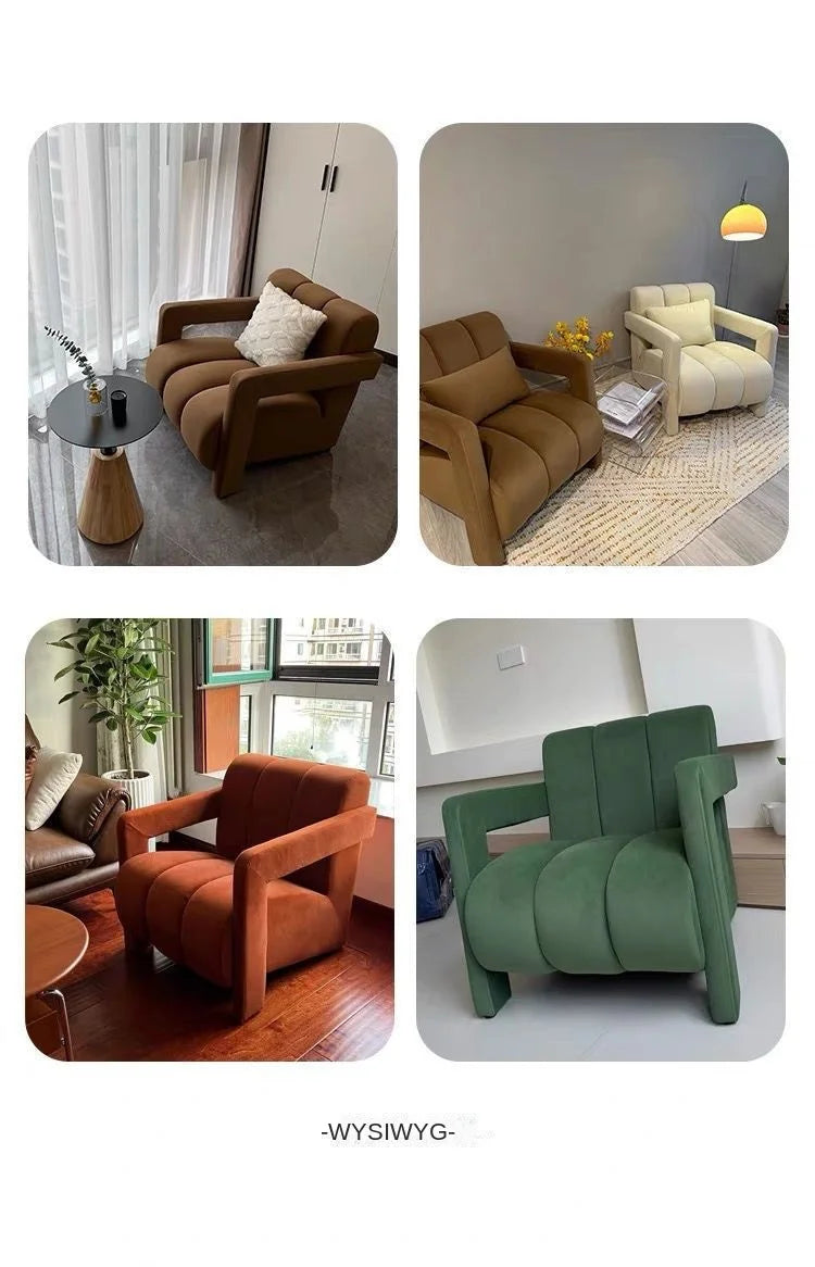 Cream Style Single Lounge Chair Light Luxury Sofa Designer Wool Living Room Reception Single Chair