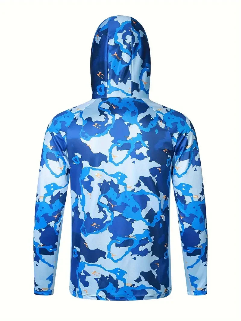 Fishing Shirt Hooded Men Fishing Clothes Outdoor Summer Mask Hoodie Sun Uv Protection Performance Jersey