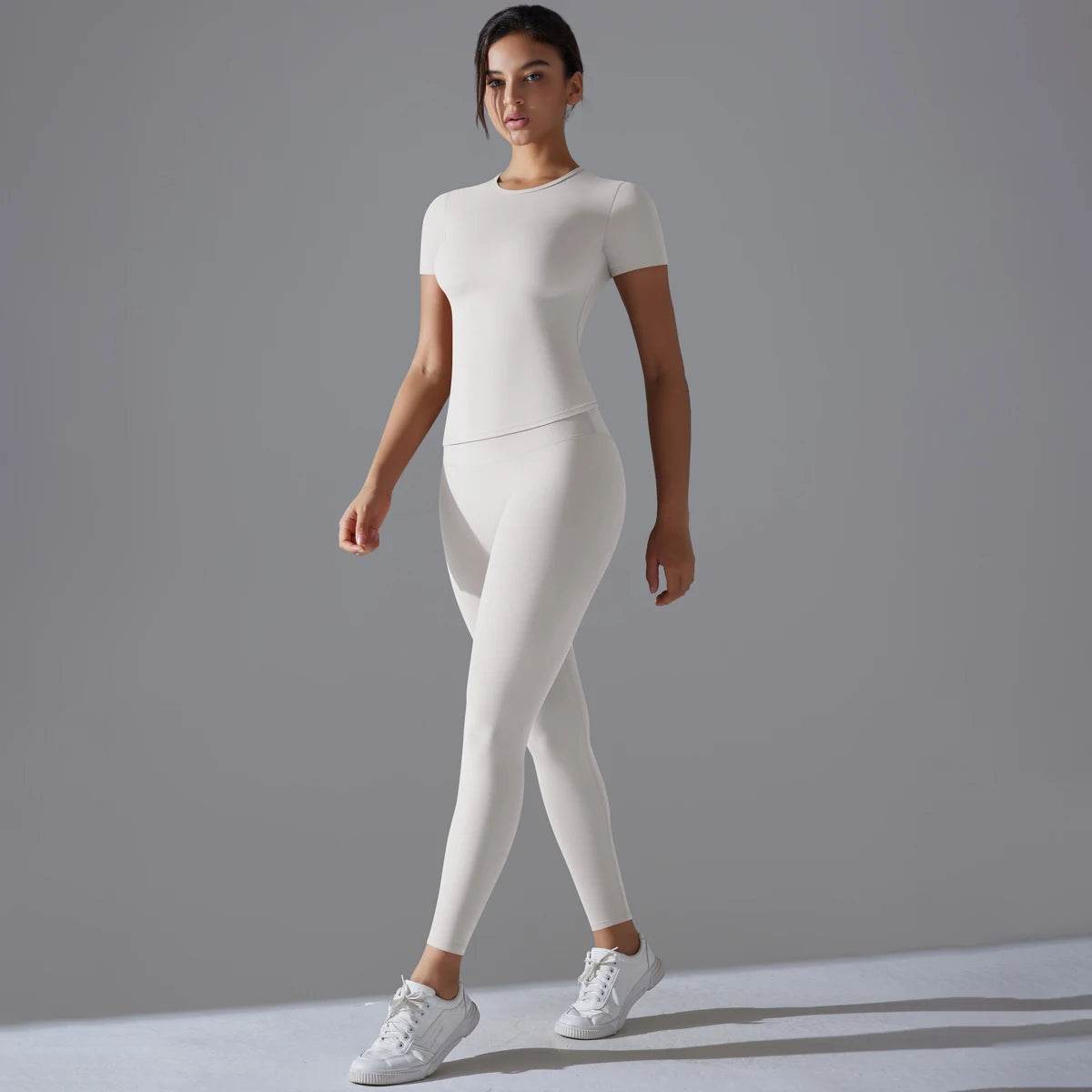 Yoga Set Women Workout Set Sportswear Gym Clothing Fitness Shorts Sleeve Crop Top High Waist Leggings Sports Suits - AIAZ