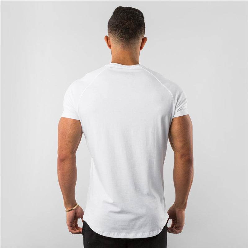 New Fashion Plain Tops Tees Fitness Mens T Shirt Short Sleeve Muscle Joggers Bodybuilding Tshirt Male Gym Clothes Slim Fit Shirt - AIAZ