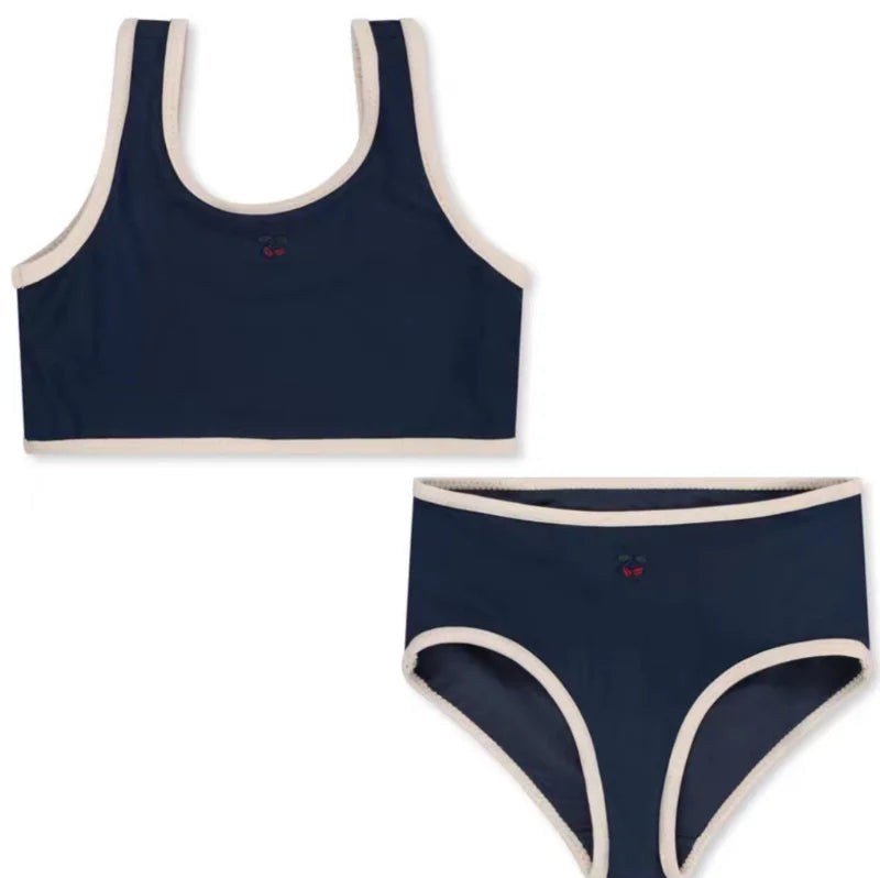 Summer New Danish Girls Swimwear Baby Swimwears Cherry Pattern Split Swimsuit Bikinis Maillot De Bain Enfant Fille Mayo