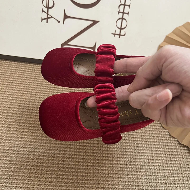 New 2025 Fashion Baby Girls Princess Band Shoes Shallow Velvet Infant Toddler Children Slip on Dance Shoes Soft Sole Flat Shoes