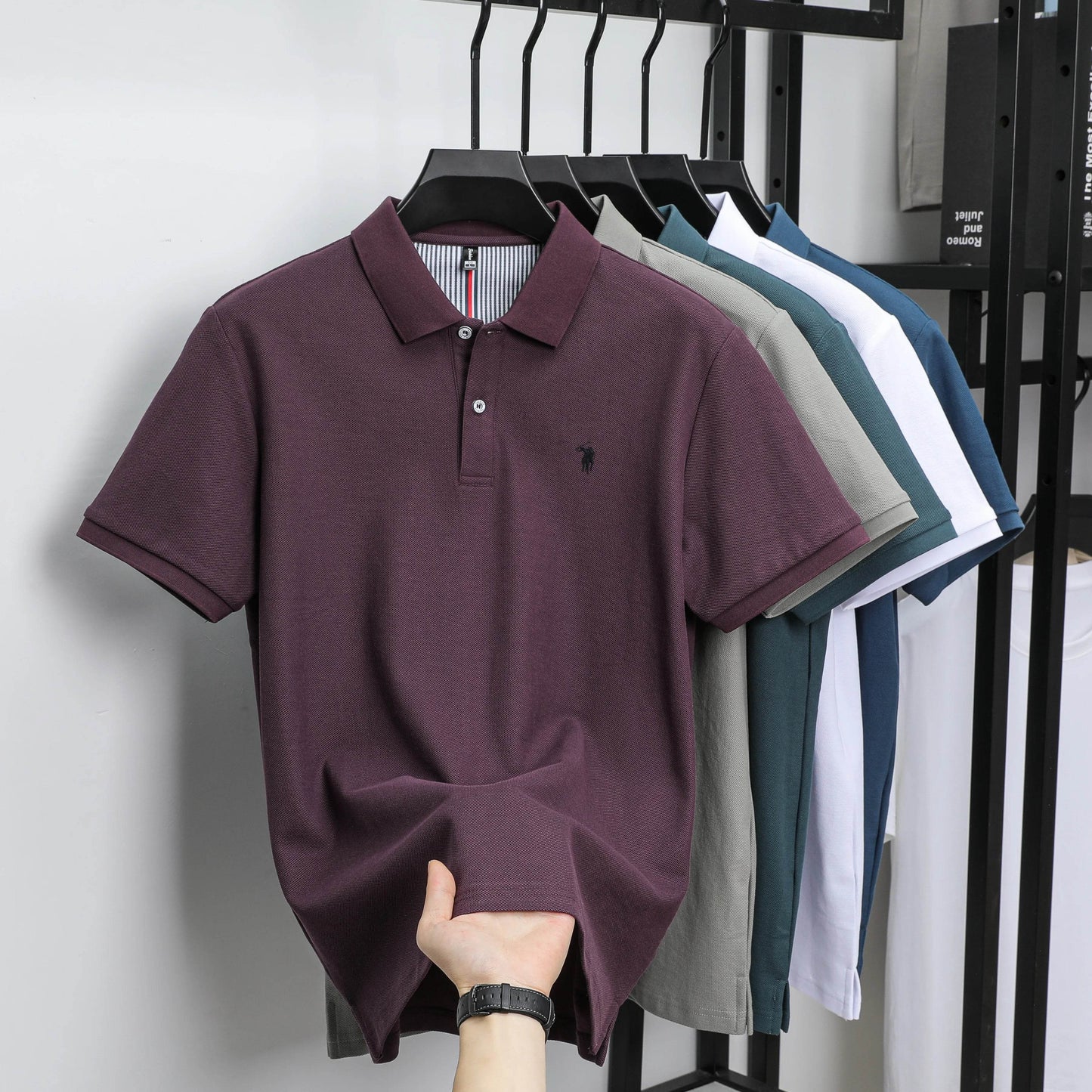 100% pure cotton summer new fashionable men's shortsleeved luxury customized business polo shirt exquisite embroidery Tshirt top - AIAZ