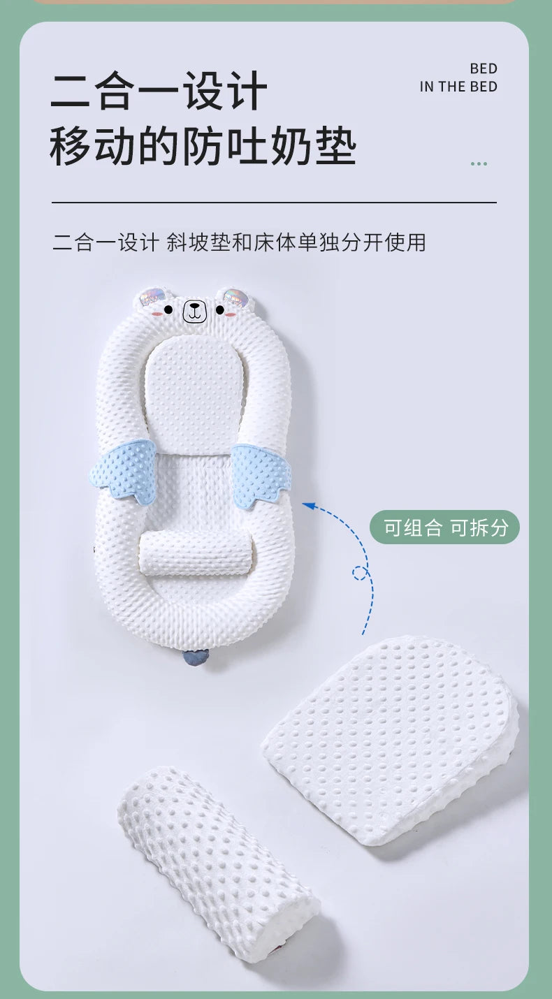 92 Baby Bedside Sleeper - Newborn Lounger Cushion, Anti-Reflux, Sleep Positioner for 0-3 Years, Infant Co-Sleeper.