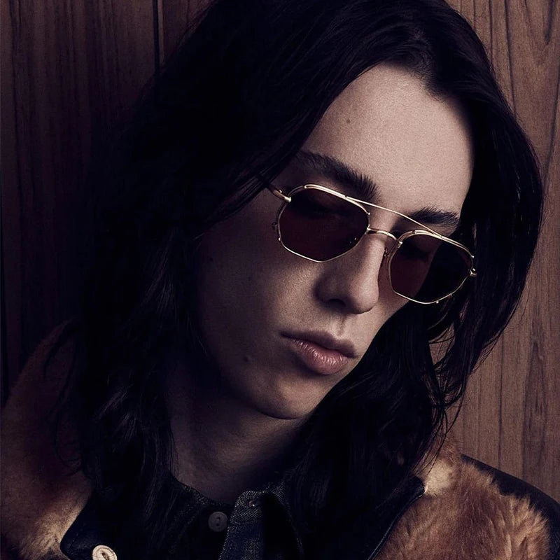 MARBOT Sunglasses Double Bridge Design Handmade Quality Alloy Rectangular Designer Brand Classic Alloy Glasses Outdoor UV400
