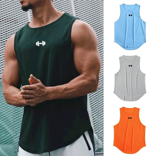 Summer Men's Gym Tank Top Fitness Training Clothing Quick-drying Loose Bodybuilding Sleeveless Shirt Men Fashion Basketball Vest - AIAZ