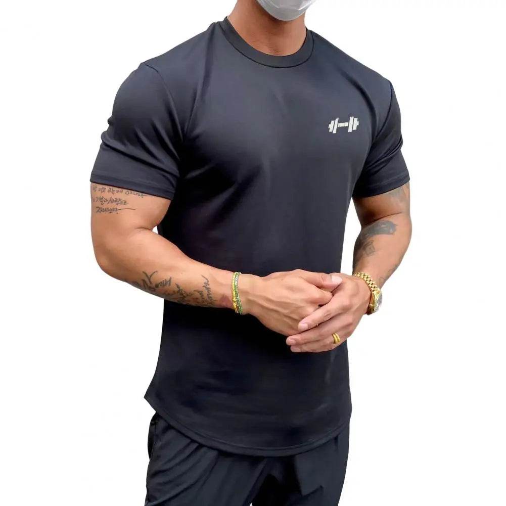 2025 Men T-shirt Male Sports Gym Muscle Fitness T Shirt Blouses Loose Half Sleeve Summer Bodybuilding Tee Tops Men's Clothing - AIAZ