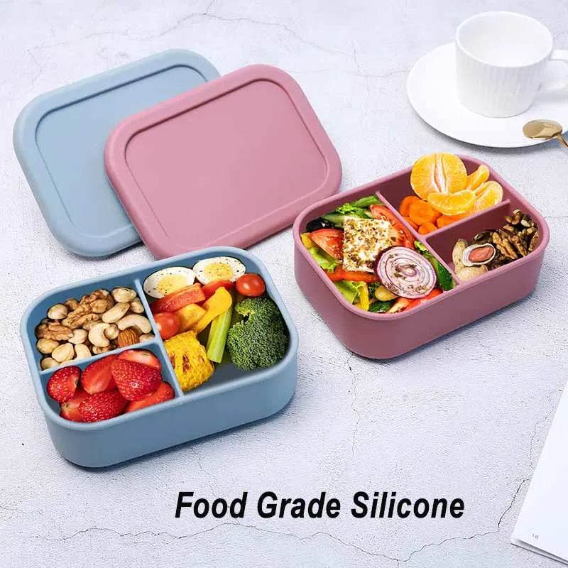 Personalized Name Lunch Box 3 Compartment Silicone Bento Box Portable Leak Proof Microwave Oven Lunch Box Picnic Food Container - AIAZ