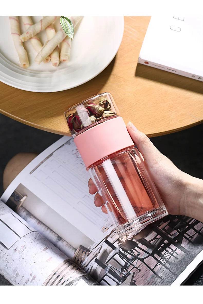 High Quality Double Glass Water Bottle With Case Tea Drink Bottle Infuser Tumbler Drinkware Waterbottle Eco-Friendly - AIAZ
