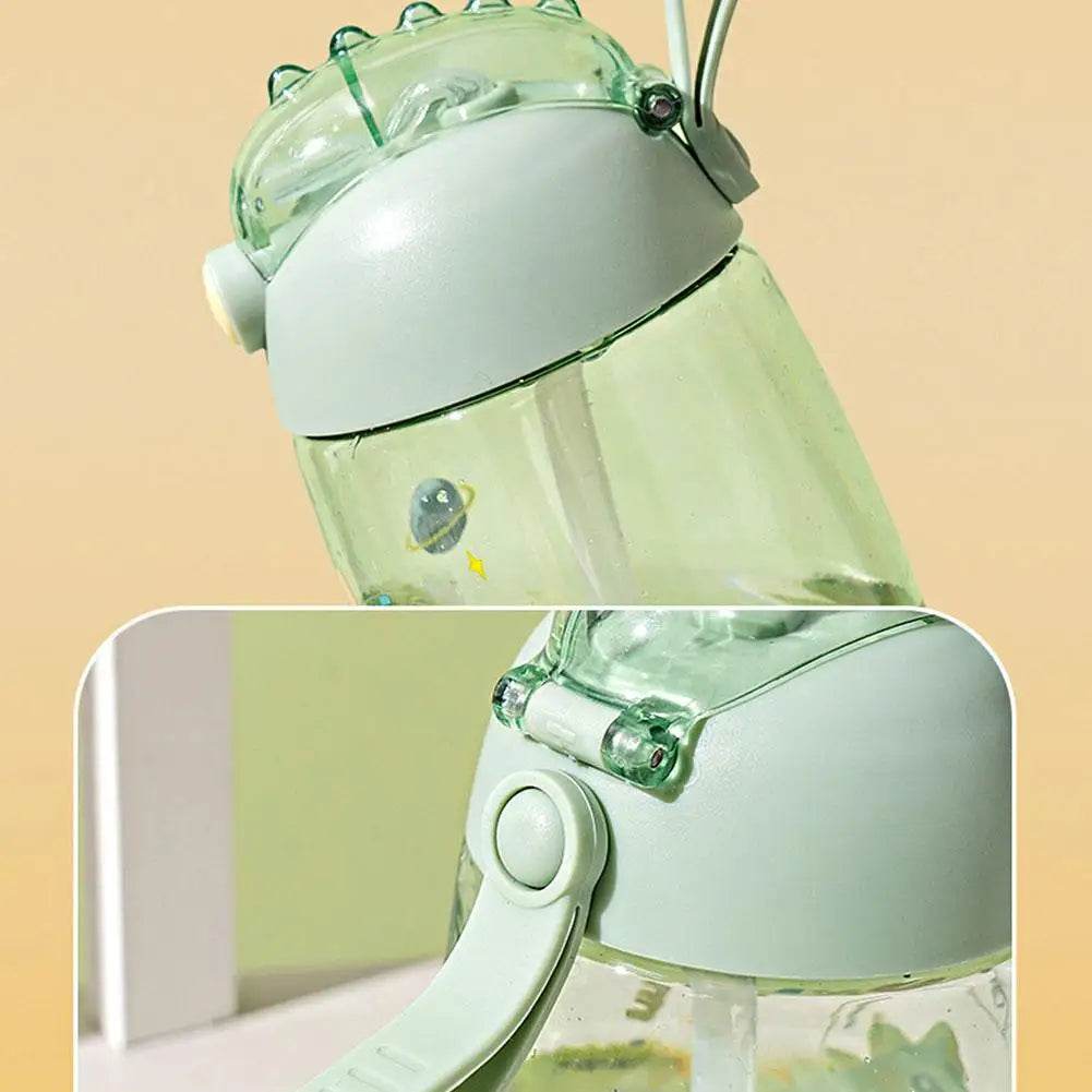 500ml Children's Dinosaur Water Bottle With Silicone Straw Leak Proof Plastic Water Bottle Summer Children's Water Cup - AIAZ