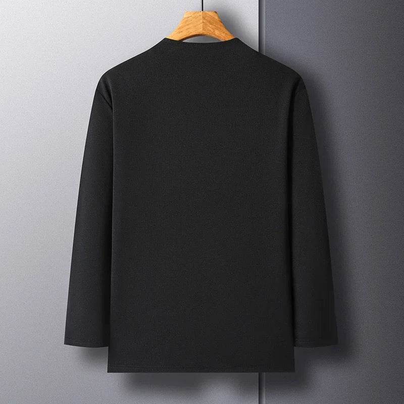 New Men's Casual Solid Color Long Sleeved Cardigan Cloak Spring and Autumn Fashionable Comfortable Top - AIAZ