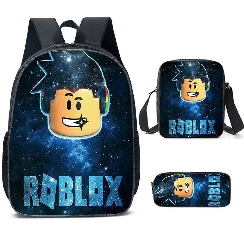 Game ROBLOX Student Backpack Korean Version Primary and Secondary School Backpacks Ins Fashion Trend Backpack Three Piece Set - AIAZ