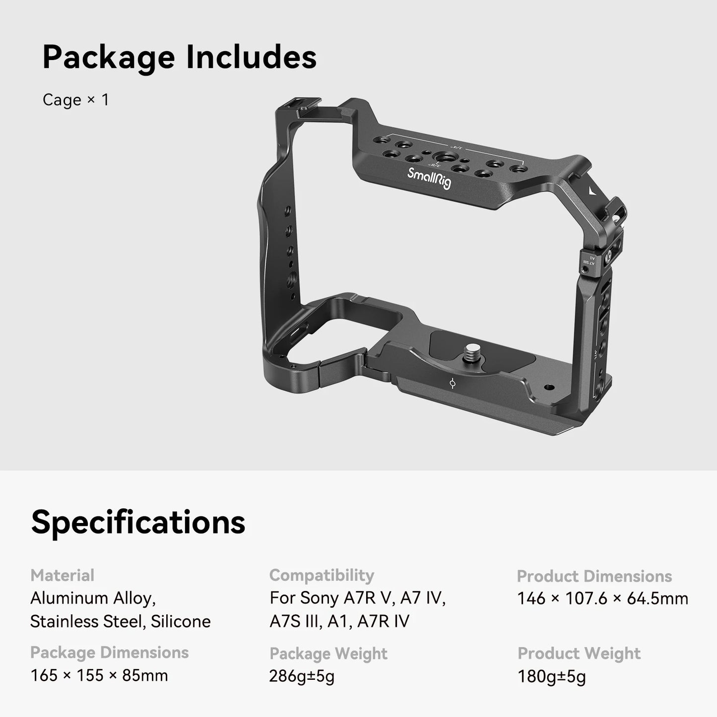 SmallRig A7m4 A7 IV Full DSLR Camera Cage for Sony Alpha a7iv A7 IV / Alpha 7S III Advanced Cage Kit L-Bracket Baseplate -3667B