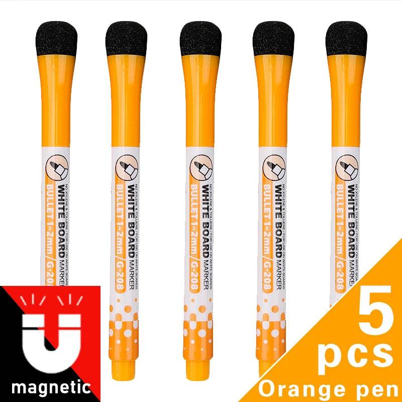 1 Set School Classroom Supplies Magnetic Erasable Whiteboard Pens Markers Dry Eraser Pages Children's Drawing Pen Board Markers - AIAZ