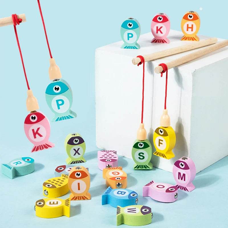 Kids Wooden Fishing Game Toys Gifts Early Education Alphabet Numeric Cognitive Toys Children Interactive Games Toys for Gifts - AIAZ