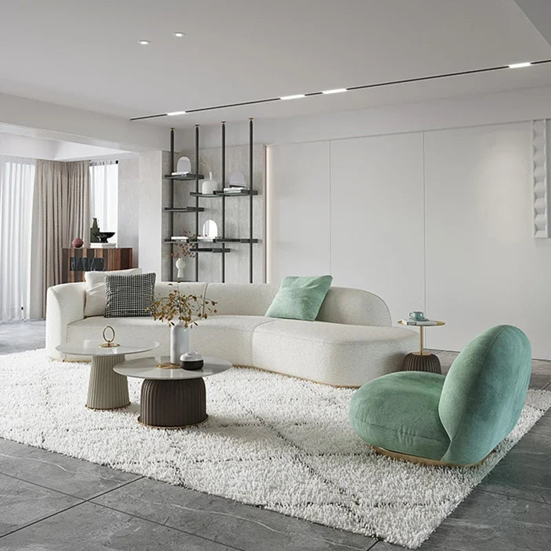 Curved Living Room Floor Sofas Lounge Modular Luxury Canape Salon Decoration  Armrest Designer Sofa Wedding Elastico Background