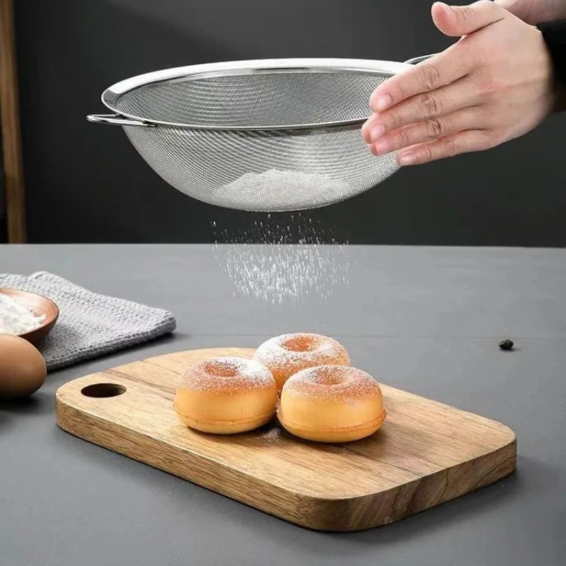 Stainless Steel Sieve Mesh Filter Slotted Spoon Kitchen Essential 3 Pack Fine Food Strainer with Long Handle for Cooking