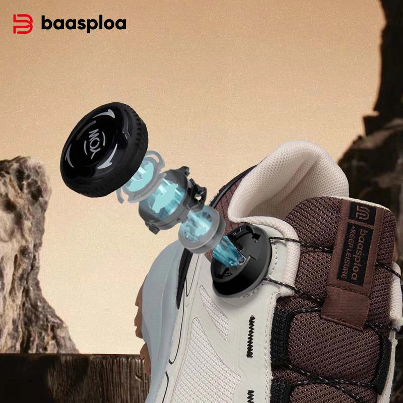 Baasploa Men Hiking Shoes Outdoor Climbing Mesh Breathable Travel Walking Shoes Male Non-Slip Wear Resistant Comfortable Sneaker