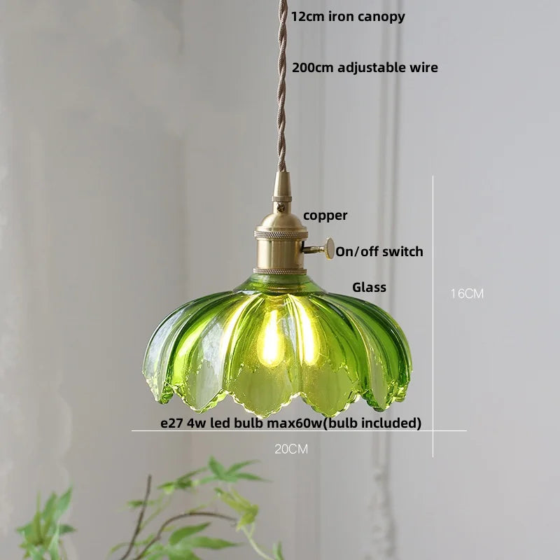 IWHD Nordic Modern LED Pendant Lights Coffee Living Room Balcony Green Glass Copper Knob Switch Hanging Light Fixture Luminaira