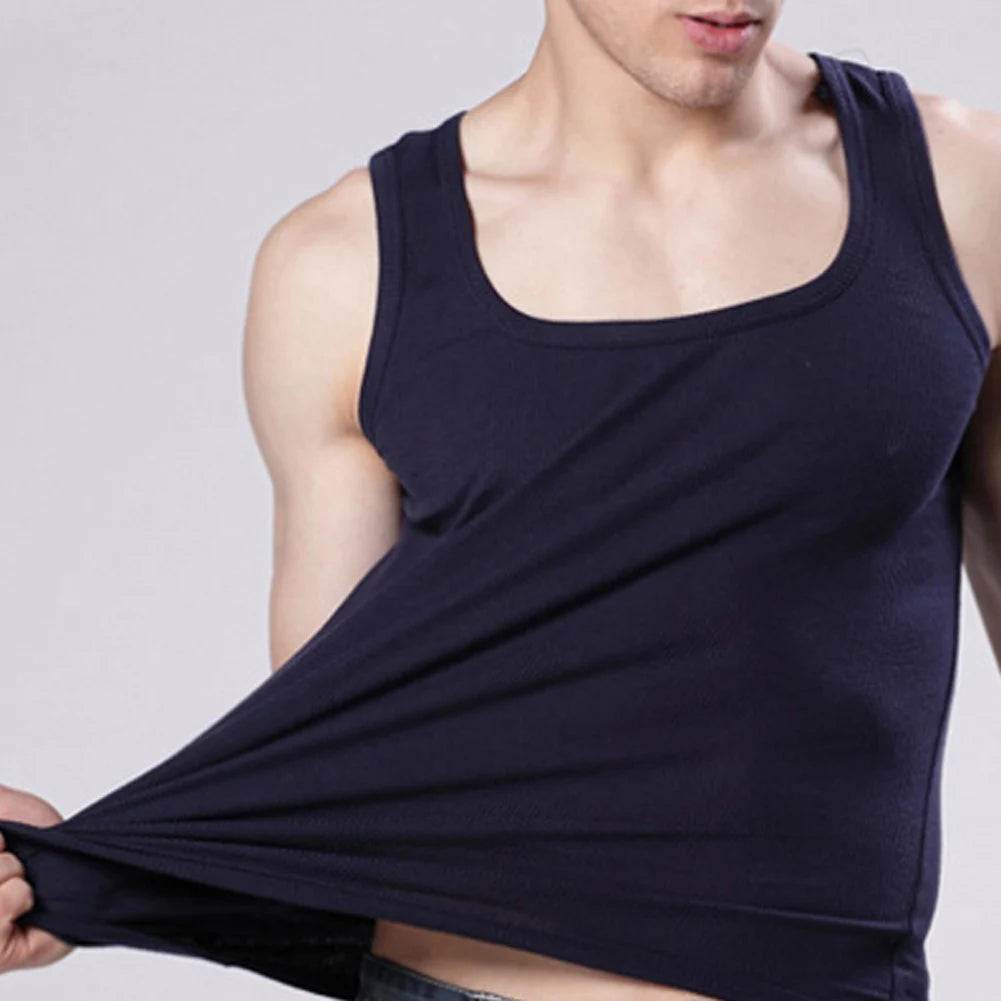 2024 New Men's Pure Cotton Tight Vest Casual Sports Tank Tops Middle-aged Sleeveless Basic Tops Quick Drying Bodybuilding Vest - AIAZ