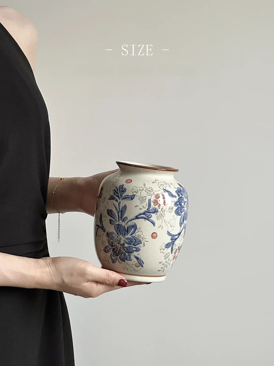 Cerc Flower Vase Decoration Jingdezhen Blue And White Porcelain Living Room Floral Arrangement Desktop Flower Ho...