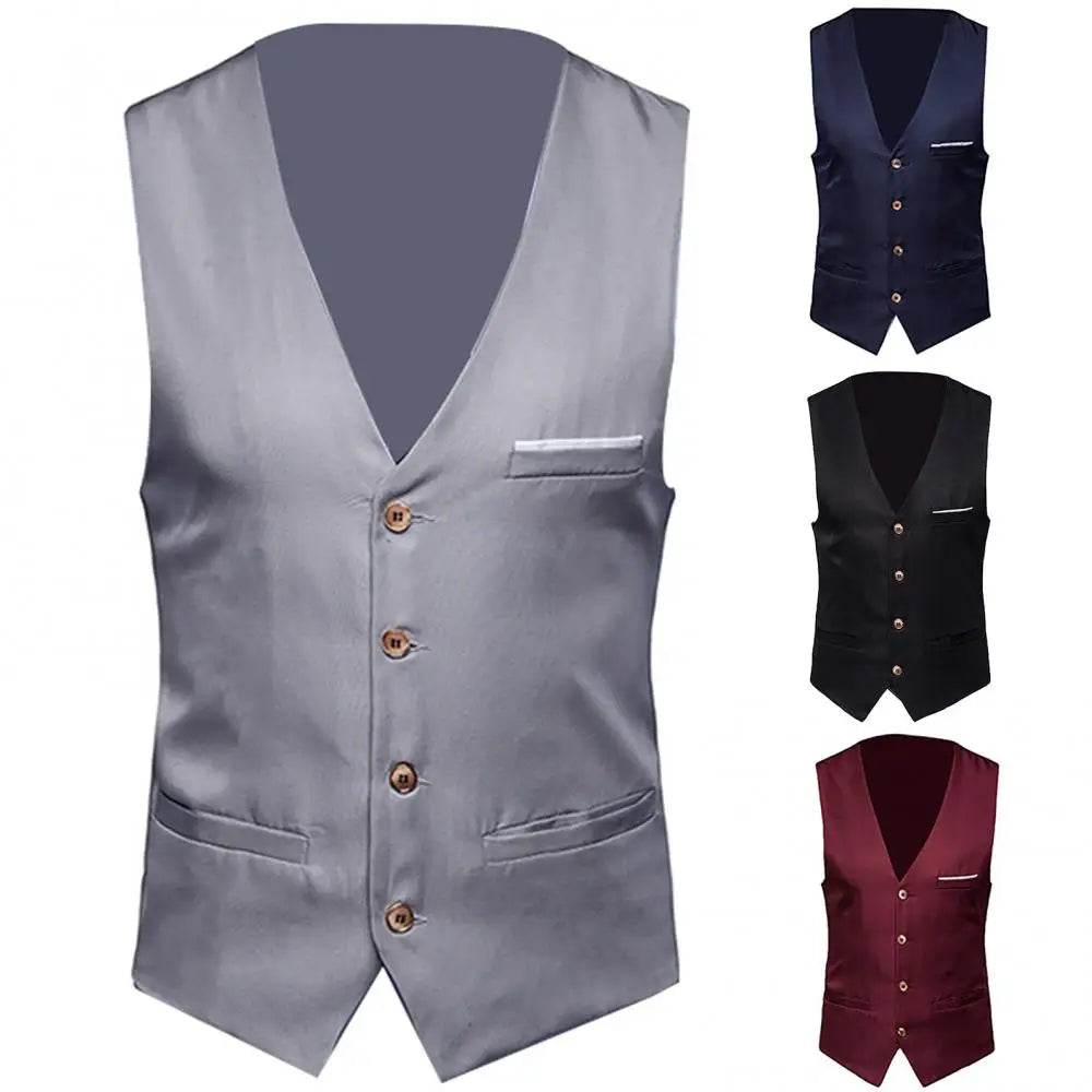 Dress Vests For Men Slim Fits Mens Suit Vest Male Waistcoat Gilet Homme Casual Sleeveless Formal Business Vest chaleco hombre - AIAZ