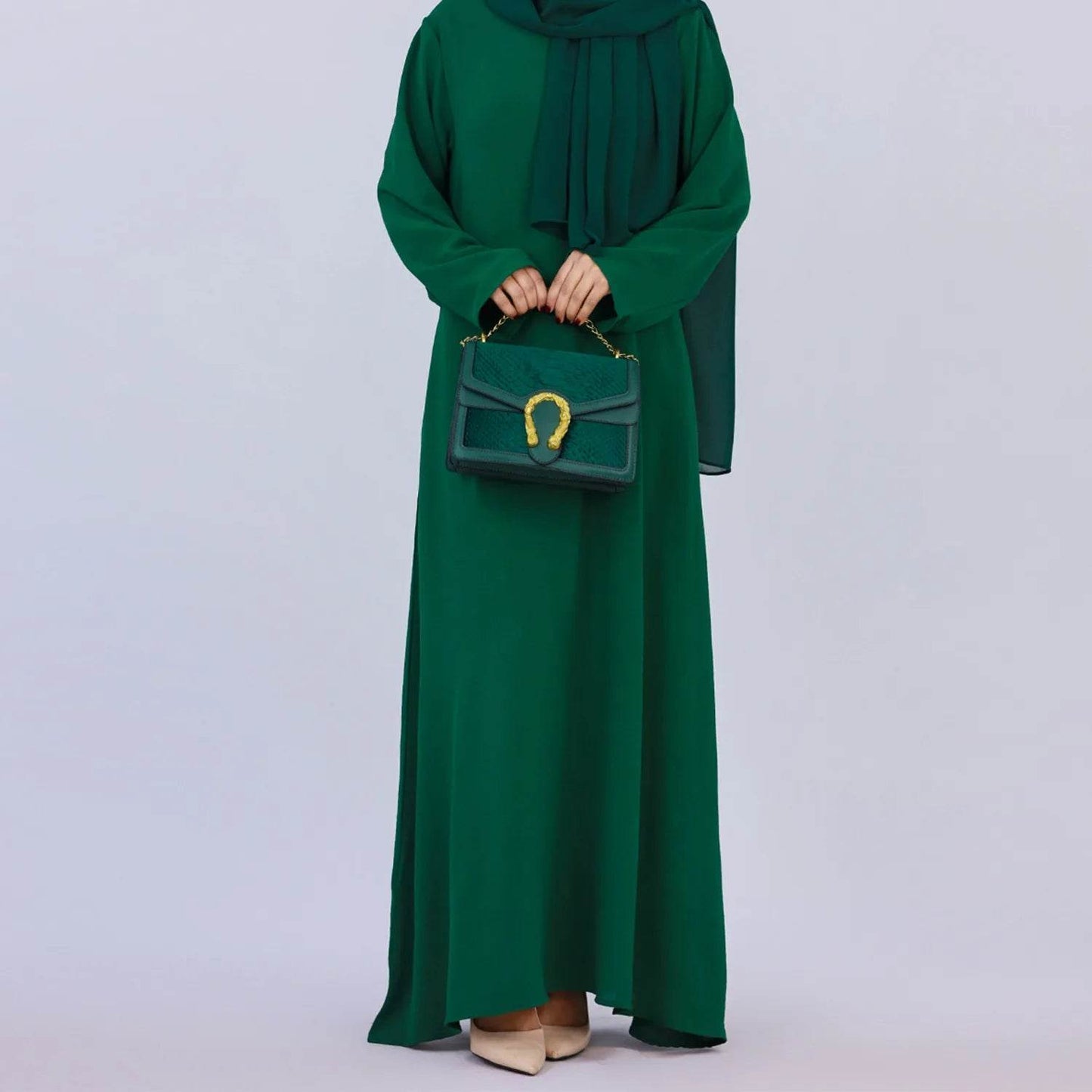 2025 Fashion Simple Muslim Dress Solid Abaya Arab Turkey Dubai Kaftan Modest Long Sleeve Maxi Dress Islamic Clothing LR593 - AIAZ
