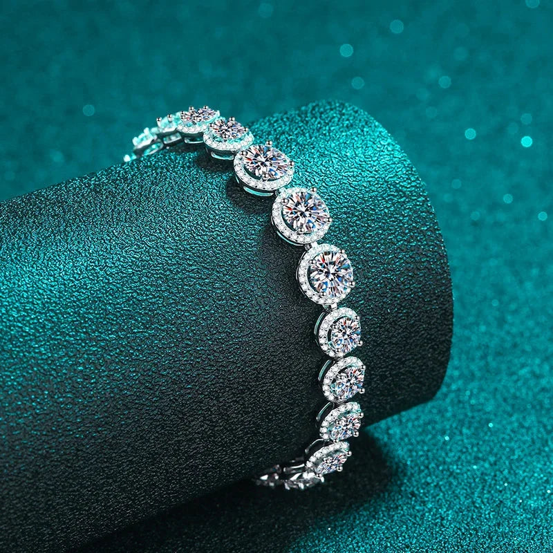 NeeTim D Color Moissanite Tennis Bracelet 925 Sterling Silver with White Gold Plated Shiny Bracelets Chian for Women Wholesale