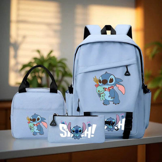 3pc Stitch Large Capacity Backpack Set, Tote Bag and Pencil Case with Adjustable Straps for Daily Commute and Back to School - AIAZ