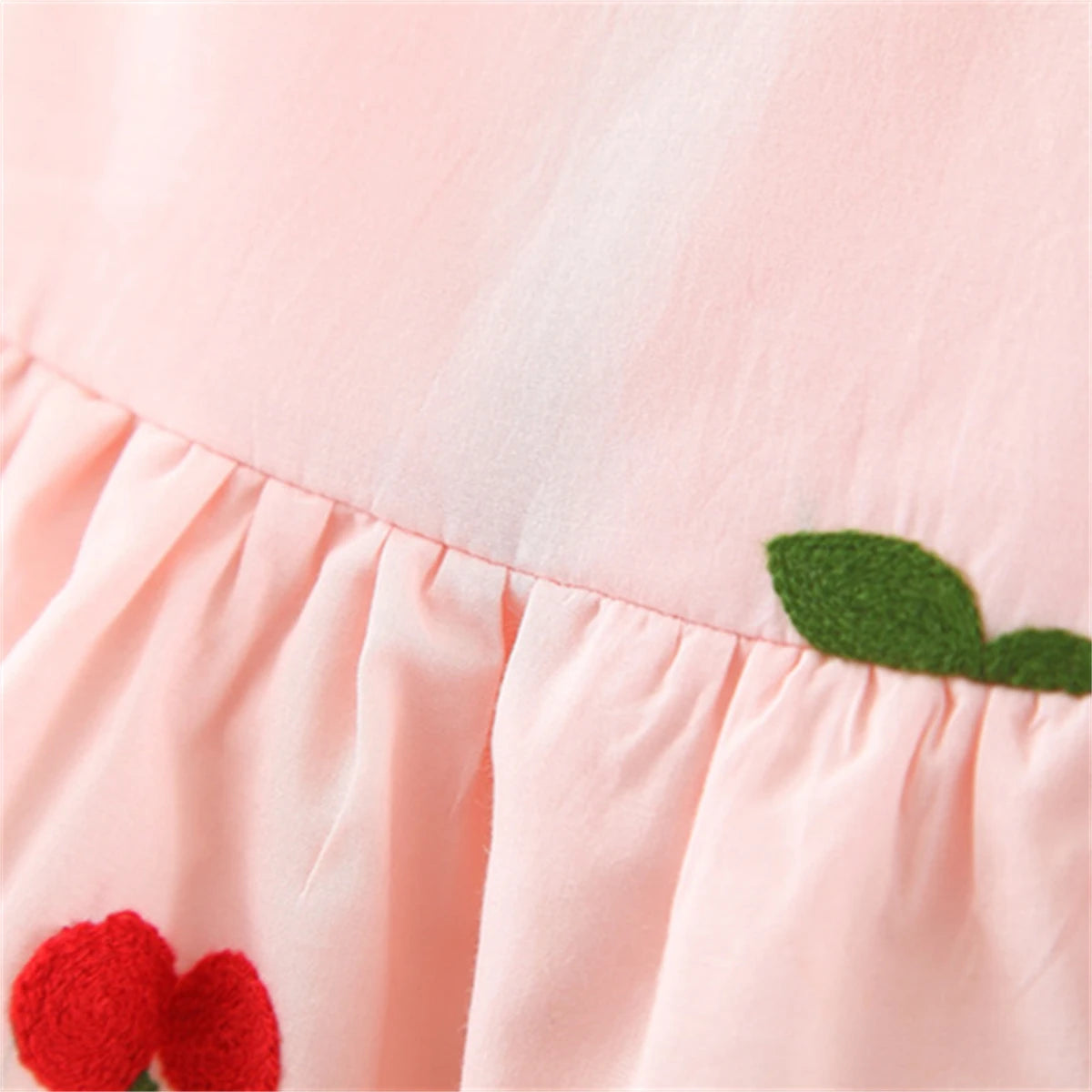 Summer Baby Girl Dress Girl's Cherry Embroidered Round Neck Small Flying Sleeves Princess Dress Children's Dress