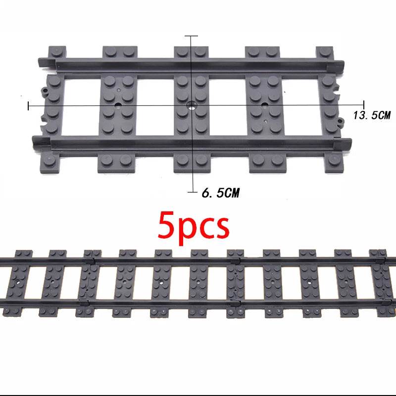 City Train Station Platform Traffic Light Cave Flyover Tracks Straight Curved Rails Building Block Bricks Technican Creative Toy - AIAZ