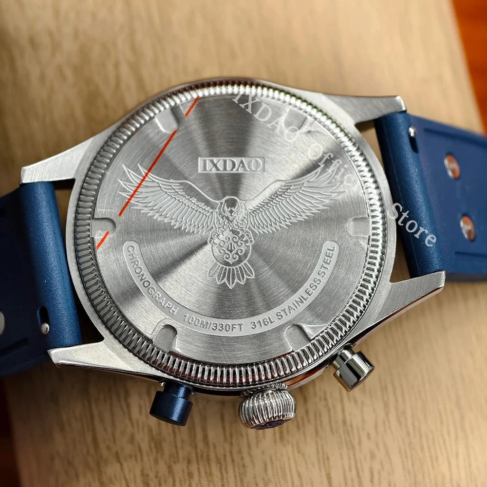 2025 New IXDAO 39mm Pilot Men Quartz Watches Peregrine Falcon Series VK64 Sapphire Stainless Steel Sports Chronograph 10Bar C3