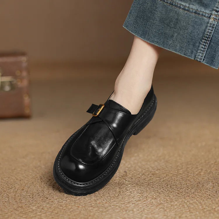 Dress Shoes Women Loafers Cow Leather Sheepskin Rubber Formal Business Suit Ladies 2025 Spring Autumn Handmade