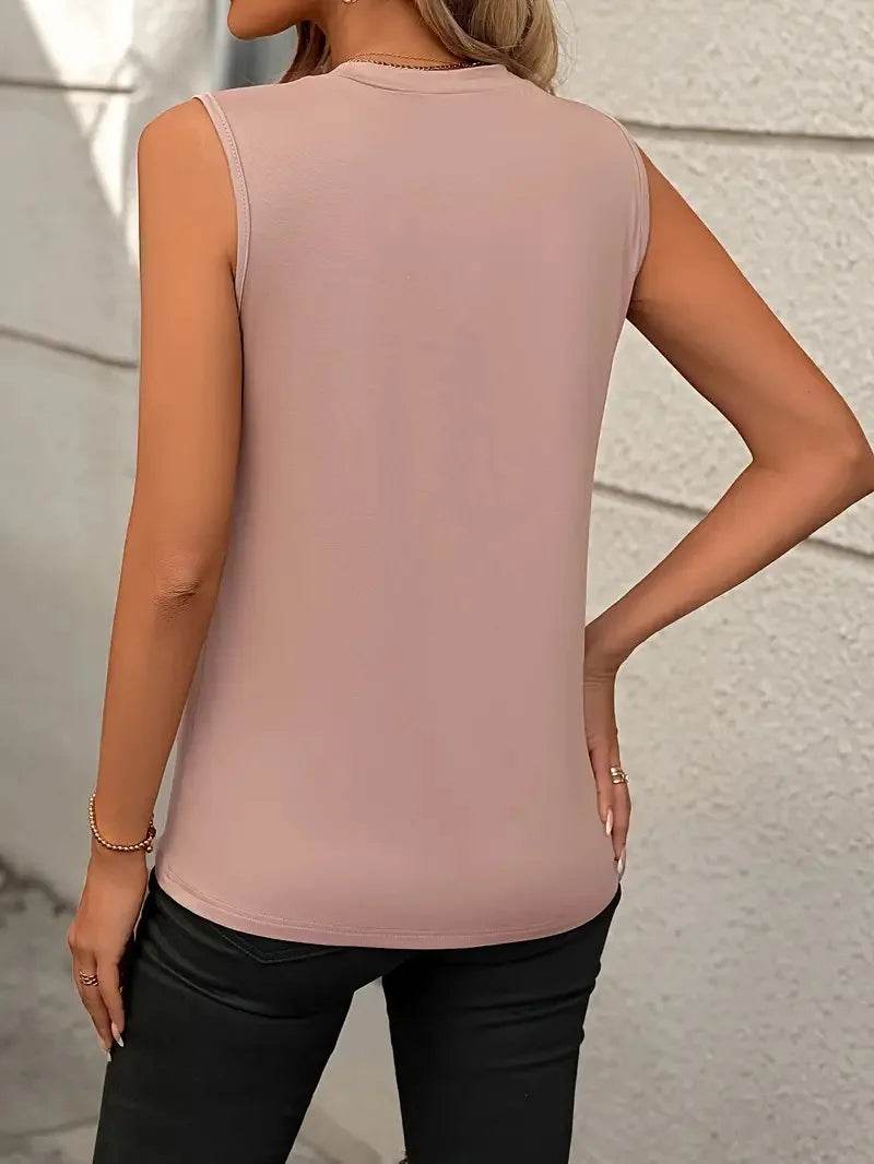 Women's Tank Top 2024 Summer Casual Splicing Cotton O Neck Loose Elegant Sleeveless Tops Women T Shirt Blusa Streetwear Clothing - AIAZ