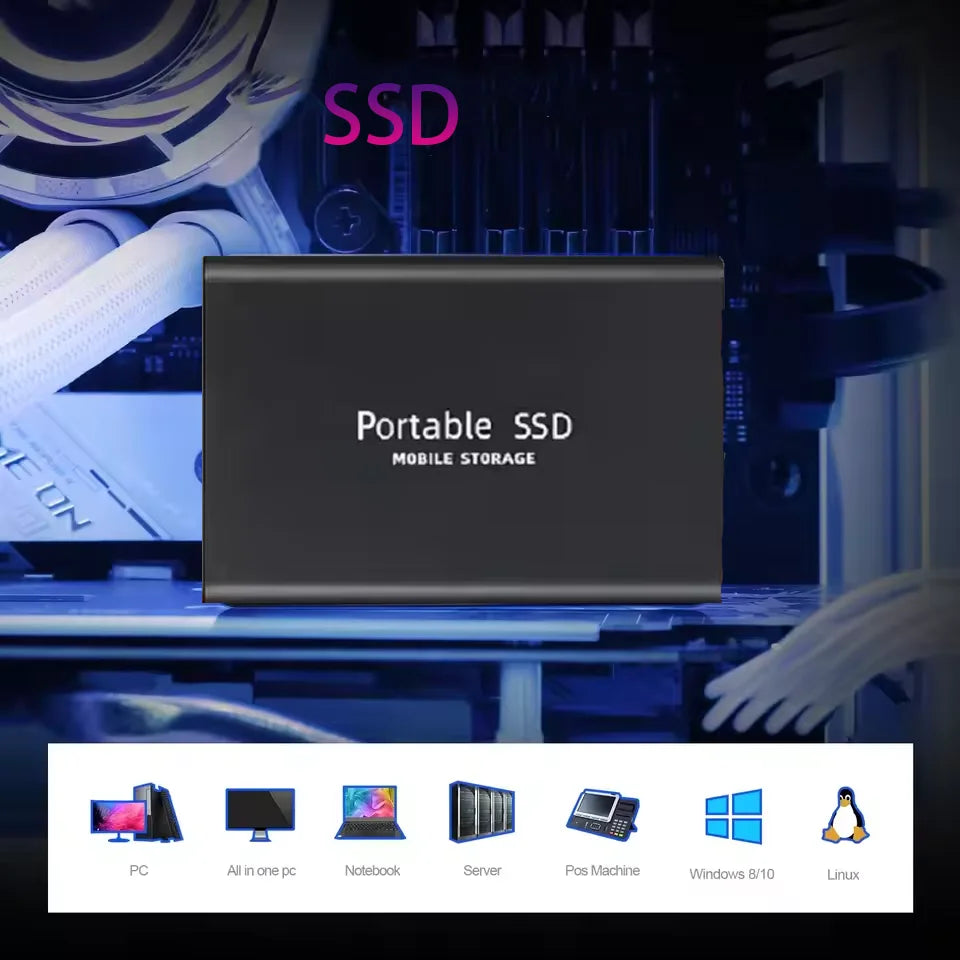 High-Performance SSD 1TBOriginal Hard Drive 128TB Ultra - Thin External Hard Disk 256TB USB3.1 for MAC/Laptop/Phone/Computer