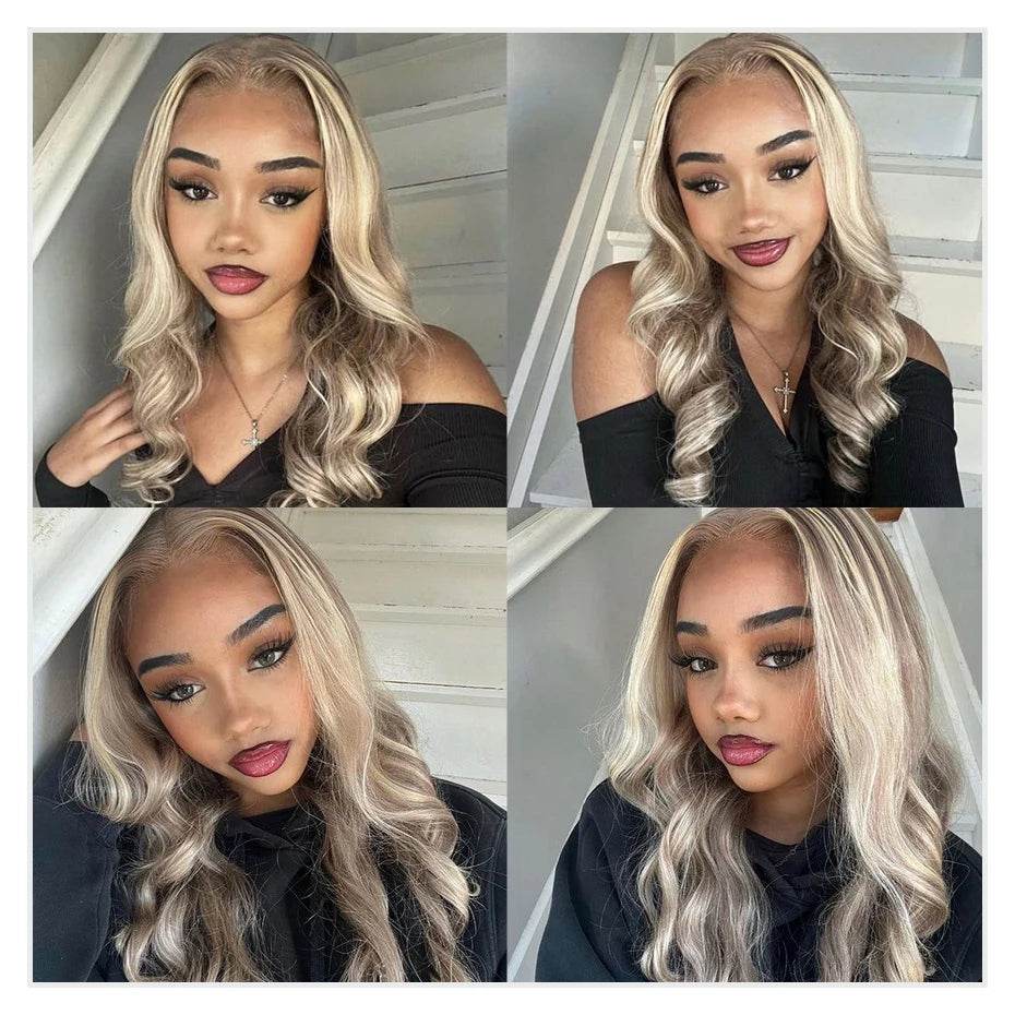 Ash Blonde Wig Highlight 13x6 Hd Lace Frontal Wigs Straight Vietnamese Raw Hair Wig 613 Blonde Colored Human Hair Wigs For Women - AIAZ